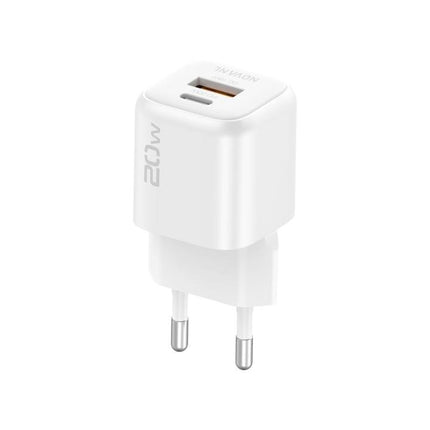 NOVANL GaNCharge 20W Dual Port (USB-A & USB-C) Wall Charger White