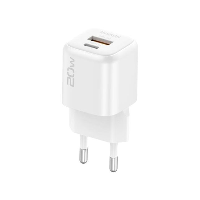 NOVANL GaNCharge 20W Dual Port (USB-A & USB-C) Wall Charger White
