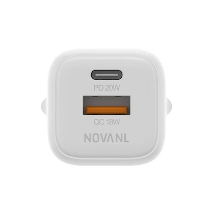 NOVANL GaNCharge 20W Dual Port (USB-A & USB-C) Wall Charger White