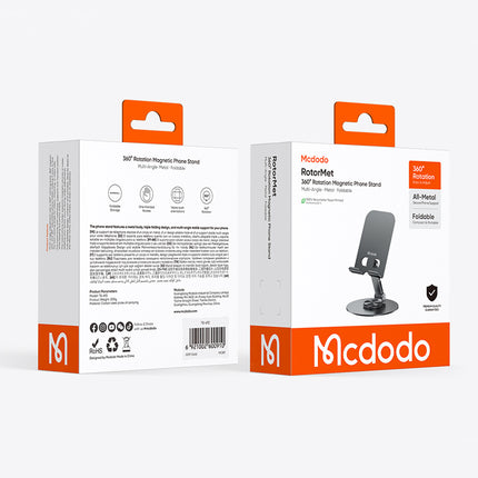 Mcdodo Telefoonhouder (TB-6920) – Opvouwbaar, 360° Draaibaar, Bediening met één Hand, Universeel, Antislip – Donkergrijs