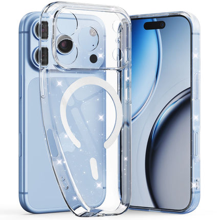 iPhone 17 Pro Max / iPhone 18 Pro Max - glitters Camera Border High Quality Magsafe Case - Transparant