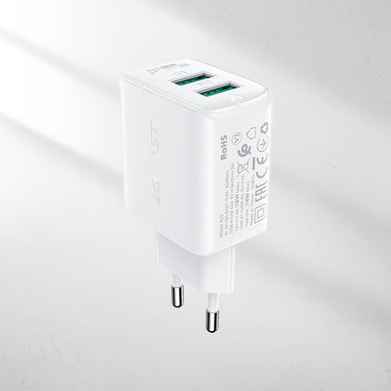 Wandladegerät Acefast A33, 2x USB, 18W, QC3.0 (weiß)