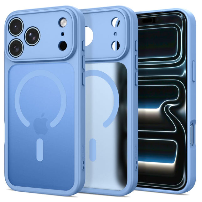 iPhone 17 Pro Max / iPhone 18 Pro Max-hoesje – mat lichtblauw, MagSafe, met cameralensbeschermer