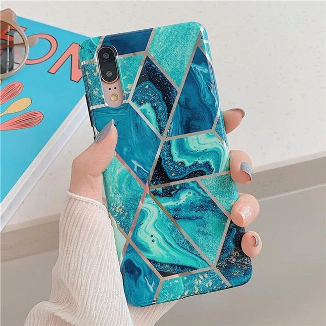 iPhone 7 / 8 / SE 2020 / 2022 hoesje marble blue backcover case