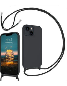 iPhone 14 Pro hoesje 2mm Silicone met koord zwart