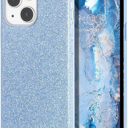 iPhone 13 blauw hoesje bling bling glitters achterkant