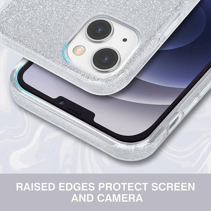 iPhone 13 zilver hoesje bling bling glitters achterkant