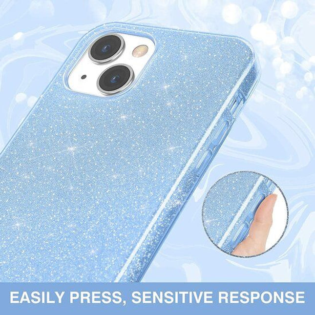 iPhone 15 Pro Max hoesje Silicone Case cover glitters blauw
