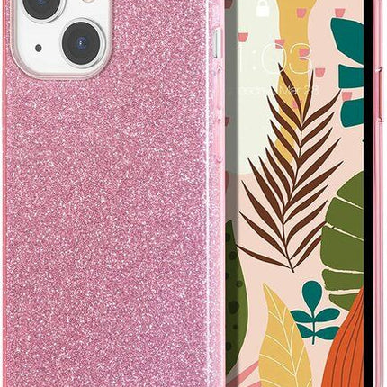 iPhone 15 Plus hoesje silicone case cover glitters roze