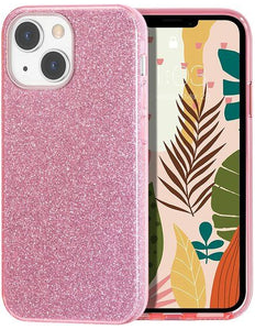 iPhone 15 Plus hoesje silicone case cover glitters roze