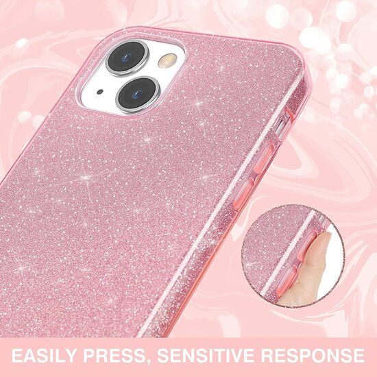 iPhone 15 Plus Hülle Silikonhülle Glitzer Pink
