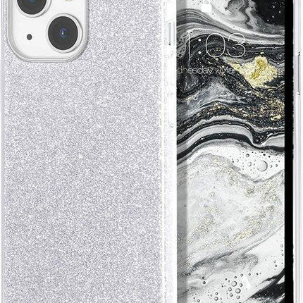 iPhone 15 Plus hoesje silicone case cover glitters zilver