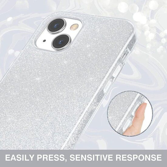 iPhone 15 Pro Max hoesje Silicone Case cover glitters zilver