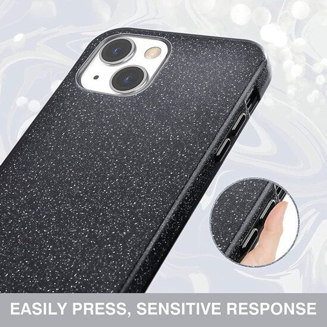 iPhone 15 Pro Max hoesje Silicone Case cover glitters zwart