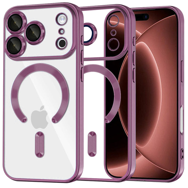 Techsuit Luxury Crystal MagSafe Hoesje voor iPhone 18 Pro / iPhone 17 Pro – Donker Kersenrood