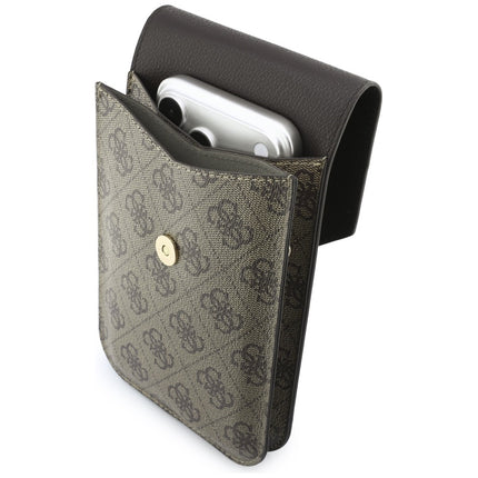 GUESS Universele Telefoonhoesje 4G Grained Classic Logo (GUWBPG4L4CNW) – Eco-Leder, Verstelbare Schouderband – Bruin