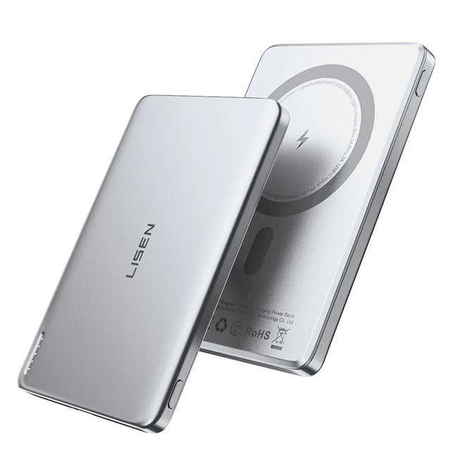 Lisen L601 Pro Magnetische Powerbank (YL0325090011) – USB-C, Ultradun, 5000 mAh, 15 W – Grijs