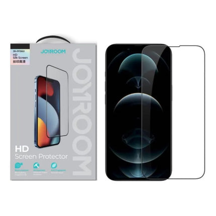 iPhone 15 Pro Max screen protector van gehard glas met zwarte rand stofdicht