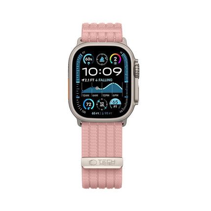 Tech-Protect Nylon Sport Apple Watch 8 / 9 / 10 / 11 / SE / Ultra (44 / 45 / 46 / 49 mm) bandje – Light Pink