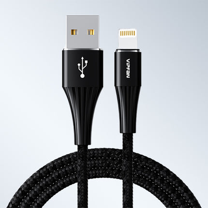 USB to Lightning cable Vipfan A01, 3A, 1.2m, braided (black).