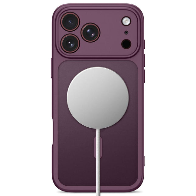 iPhone 17 Pro Max / iPhone 18 Pro Max-hoesje – mat donker kersenrood, MagSafe, met cameralensbeschermer