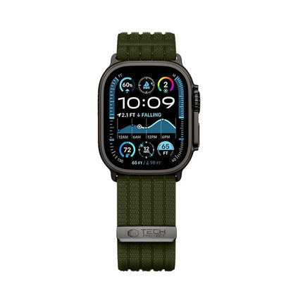 Tech-Protect Nylon Sport Apple Watch 8 / 9 / 10 / 11 / SE / Ultra (44 / 45 / 46 / 49 mm) bandje – Military Green
