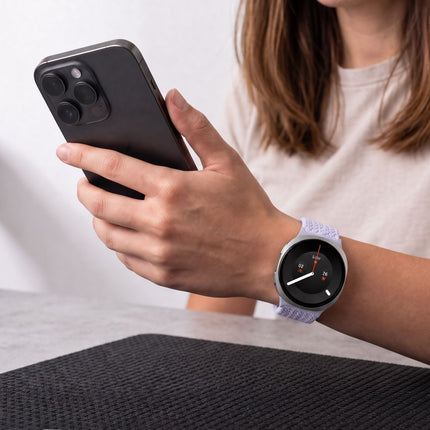 Samsung Galaxy Watch 8-serie 40 / 44 / 46 mm bandje – Periwinkle, nylon, magnetische sluiting