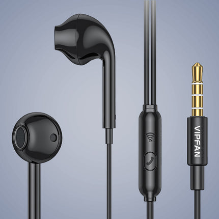 Kabelgebundener In-Ear-Kopfhörer Vipfan M15, 3,5-mm-Klinke, 1 m (schwarz)