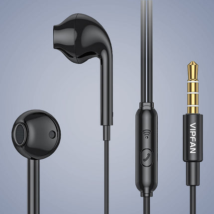 Bedrade in-ear hoofdtelefoon Vipfan M15, 3,5 mm jack, 1 m (zwart)