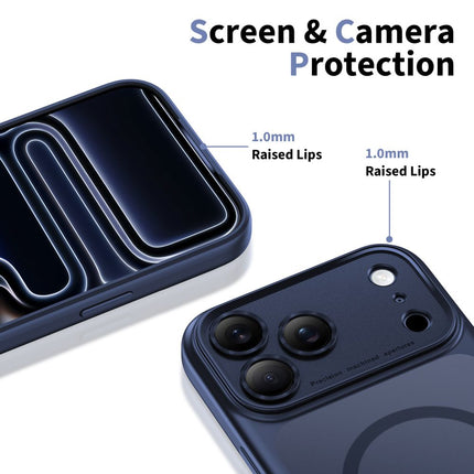 iPhone 17 Pro Hoesje Matte Magsafe Deep Blauw Camera lens protector