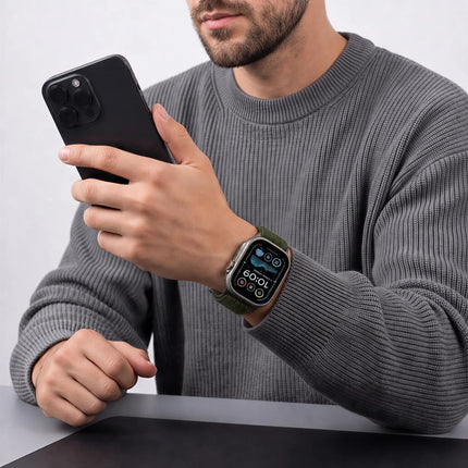 Tech-Protect Nylon Sport Apple Watch 8 / 9 / 10 / 11 / SE / Ultra (44 / 45 / 46 / 49 mm) bandje – Military Green