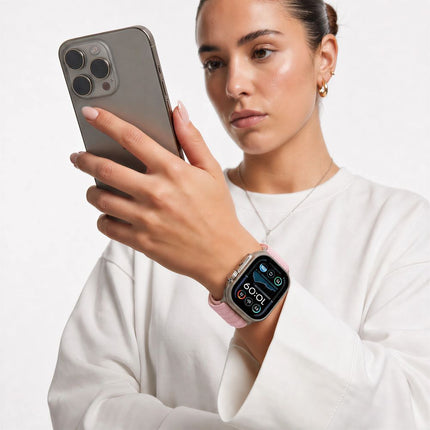 Tech-Protect Nylon Sport Apple Watch 8 / 9 / 10 / 11 / SE / Ultra (44 / 45 / 46 / 49 mm) bandje – Light Pink