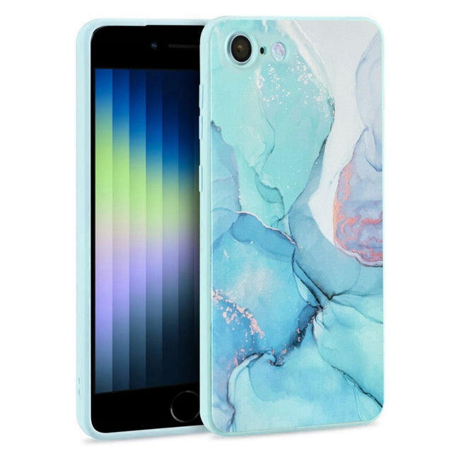 iPhone 7 / 8 / SE 2020 / 2022 hoesje marble blauw backcover case