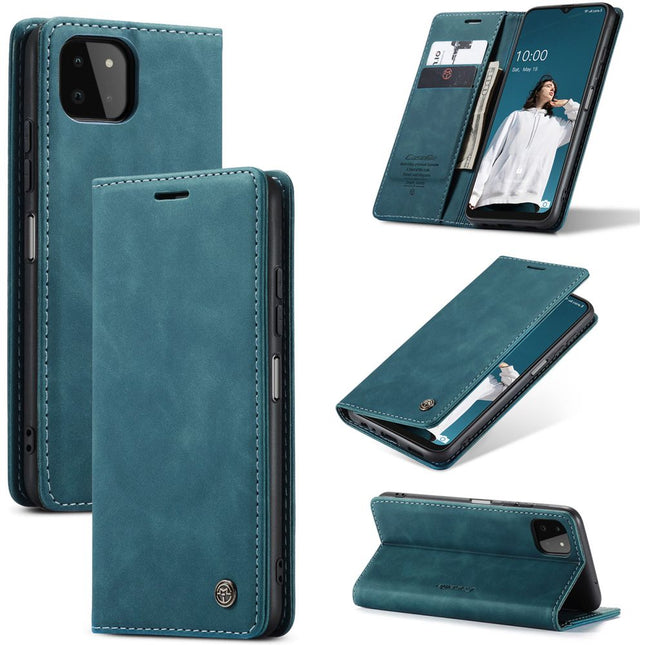 Samsung Galaxy A22 5G Hoesje Retro Wallet Case - Blue