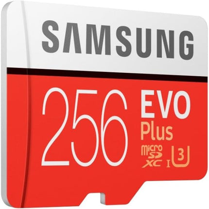 Samsung EVO Plus 256 GB microSDXC UHS-I U3 100 MB/s Full HD & 4K UHD Memory Card with Adapter (MB-MC256GA) - Red/White