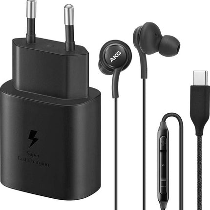 Samsung, Starterpakket USB-C netlader USB-C bedrade hoofdtelefoon zwart, Zwart