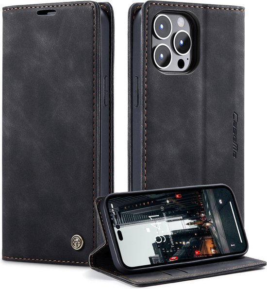 Caseme Retro Wallet Case hoesje geschikt voor iPhone 15 Pro - zwart