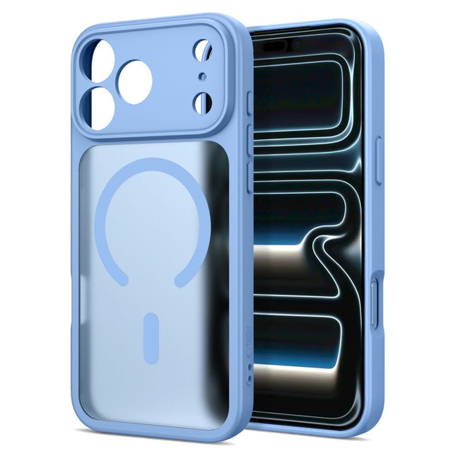 iPhone 17 Pro Max / iPhone 18 Pro Max-hoesje – mat lichtblauw, MagSafe, met cameralensbeschermer