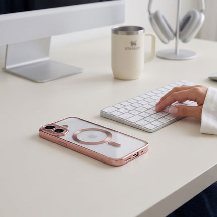 iPhone 17 hoesje magnetische lens bescherming rosegoud