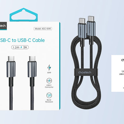 Kabel USB-C naar USB-C Choetech XCC-1014, PD 60W 1,2m (zwart)