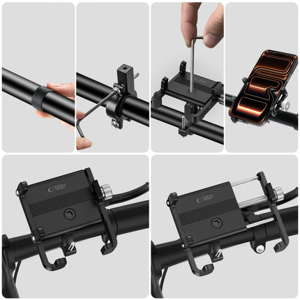 Telefoonhouder voor fiets, motor, scooter - zwart