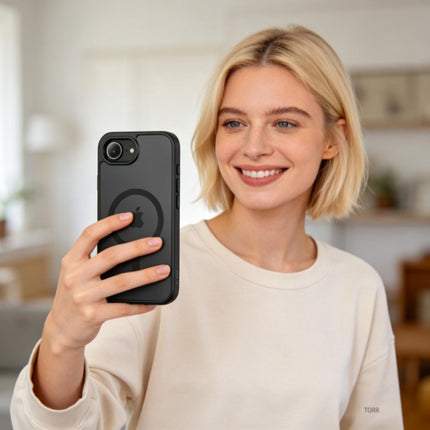 iPhone 16e / 17e -hoesje – mat zwart magnetisch MagSafe-hoesje