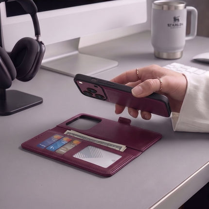 iPhone 17 Pro  / iPhone 18 Pro hoesje boekcase mapje wallet donker kersenrood