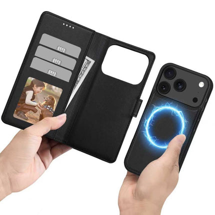 iPhone 17 Pro Max Hoesje 2-in-1 Wallet Book Case MagSafe Zwart