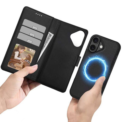iPhone 17 Hoesje 2-in-1 Wallet Book Case MagSafe Zwart
