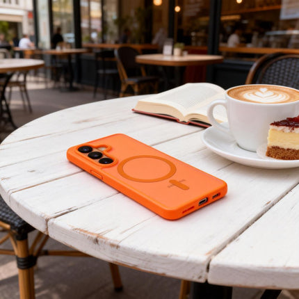 Samsung Galaxy S26 hoesje magsafe matte Case oranje