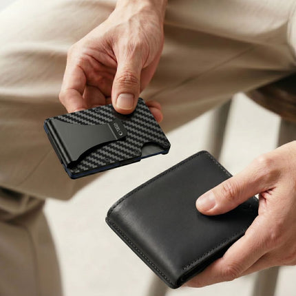 Metalen Kaarthouder Portemonnee – RFID-blokkerende Creditcardhouder Carbon Zwart
