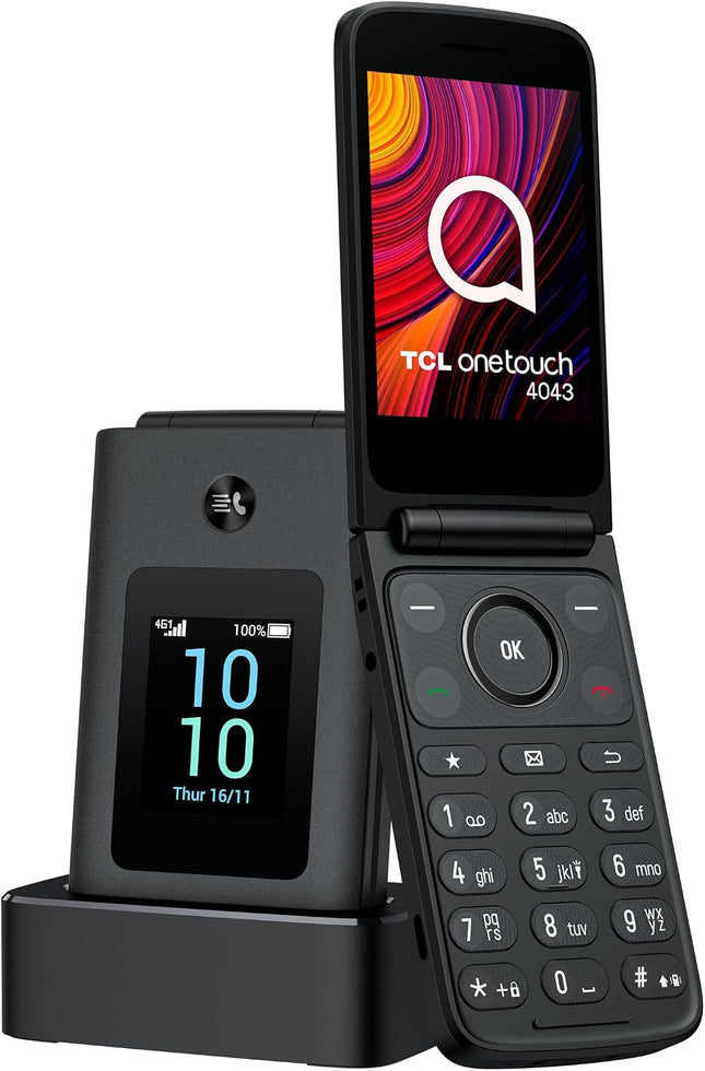Senioren telefoon 4G simpele Opvouwbaar alleen voor bellen TCL Onetouch 4043 4G Black
