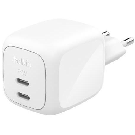 BELKIN Sector GaN-oplader met 2 USB-C-poorten, 67W (wit)