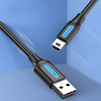 USB 2.0 A naar Mini-B kabel Ventie COMBH 2m Zwart PVC